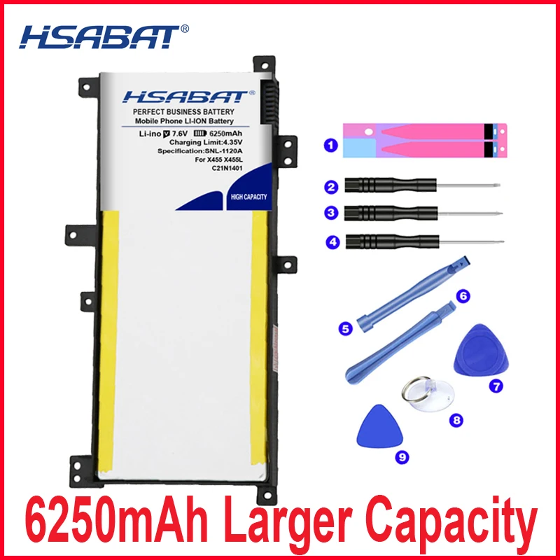 HSABAT 0 цикла 6250 мА/ч C21N1401 Батарея для ASUS X455 X455L X455LA A455L A455LD A455LN F455L X454W X455LD X455DG X455LF
