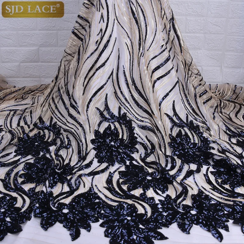 

2019 Latest sequined lace fabric French Nigerian Tulle Lace Fabrics High Quality sequin African Lace Fabric Wedding Dress A1737