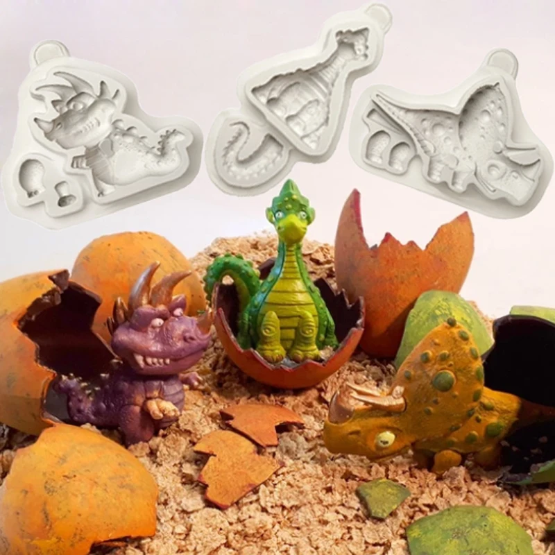 

Dinosaur & Triceratops Molds Fondant Cakes Decor Tools Silicone Molds Sugarcrafts Chocolate Baking Tools For Cakes Gumpaste Fimo