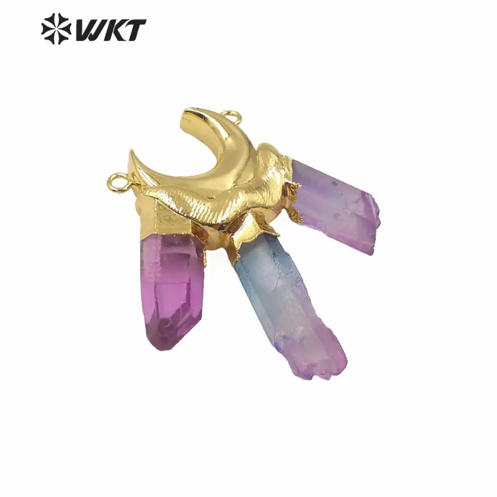 

Женская покупка, Очаровательная подвеска из камня Aura Quartz, модная подвеска с двойной точкой для ожерелья «сделай сам»
