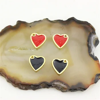 

10mm 30pcs/lot Small heart shape enamel pendant,red/black enamel charm,fashion enamel jewelry accessories wholesale