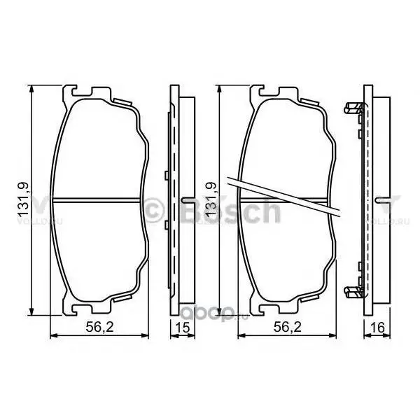0986494258 BOSCH ДИСКОВЫЕ КОЛОДКИ ПЕРЕДНИЕ