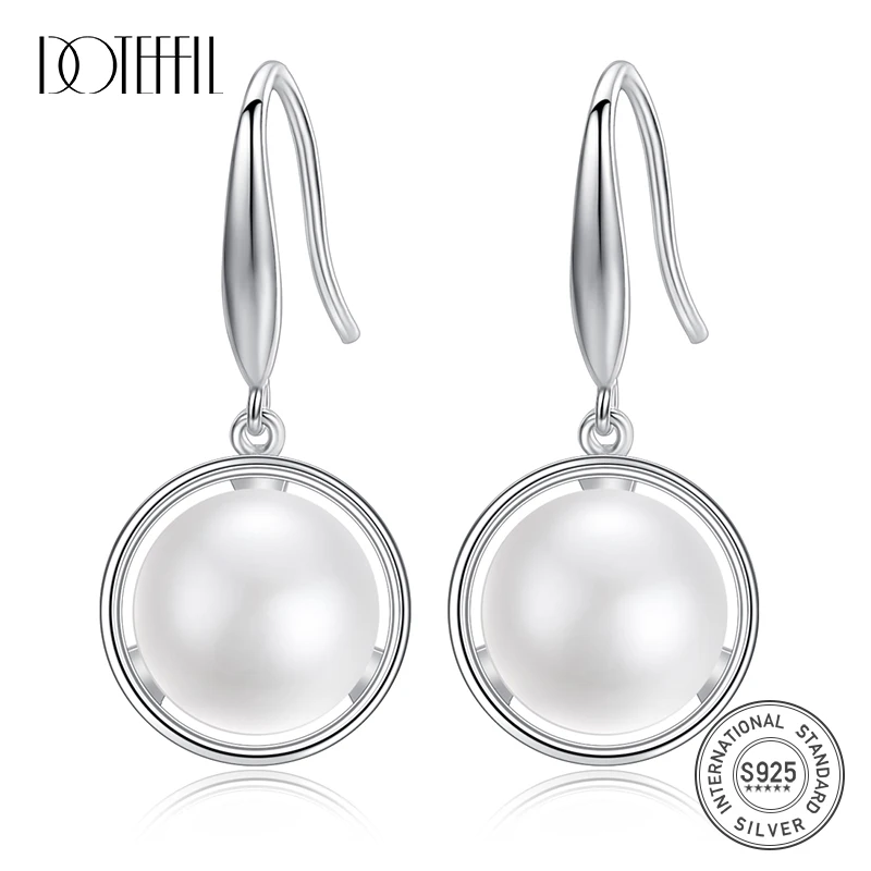 

DOTEFFIL New Drop Earrings 11.5MM Natural Freshwater Pearl 925 Sterling Silver Pearl Earrings For Women Jewelry Engagement Gift