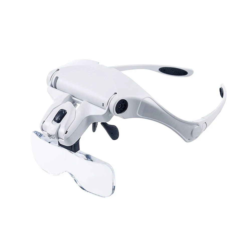 

Head Mount Magnifying Glass with LED Professional Loupe Light Bracket Headband Interchangeable 1.0X 1.5X 2.0X 2.5X 3.5X
