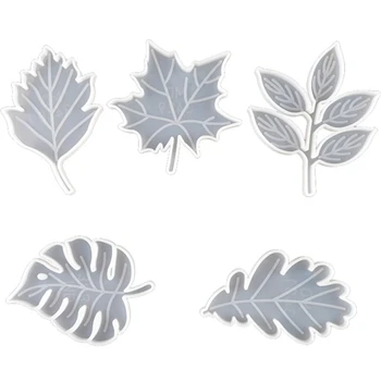 

Leaf Coaster Mould DIY Handmade Crystal Epoxy Mould Silicone Wine Rack Maple Leaf Series, 5PCS