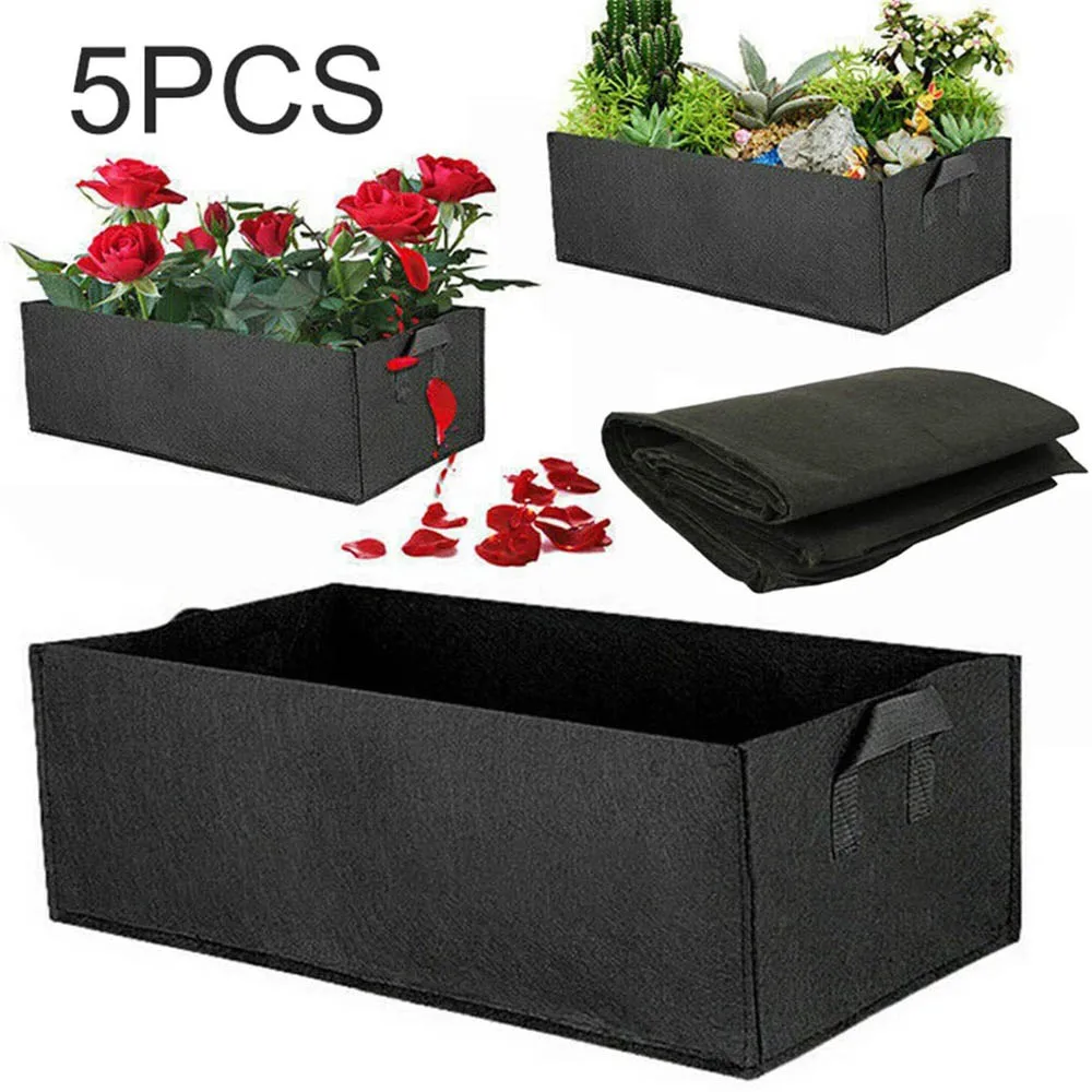 

5 pcs Plant growth bag breathable felt cloth pot flower pot with root plant container garden supplies