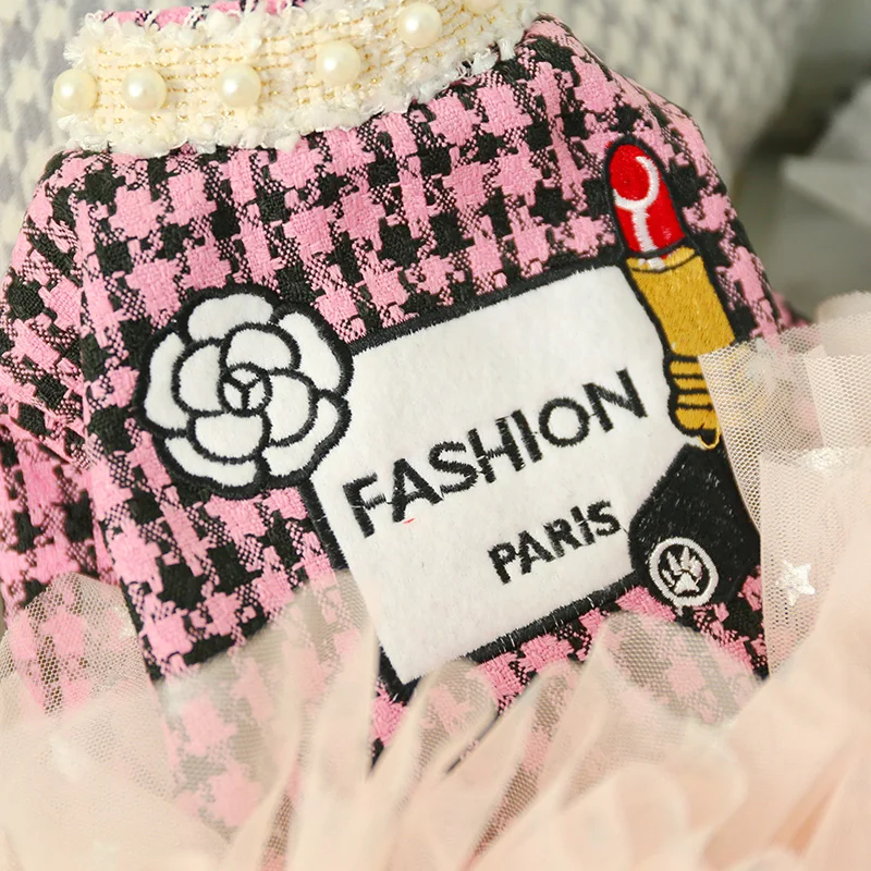 珍珠花边香风呢子裙3