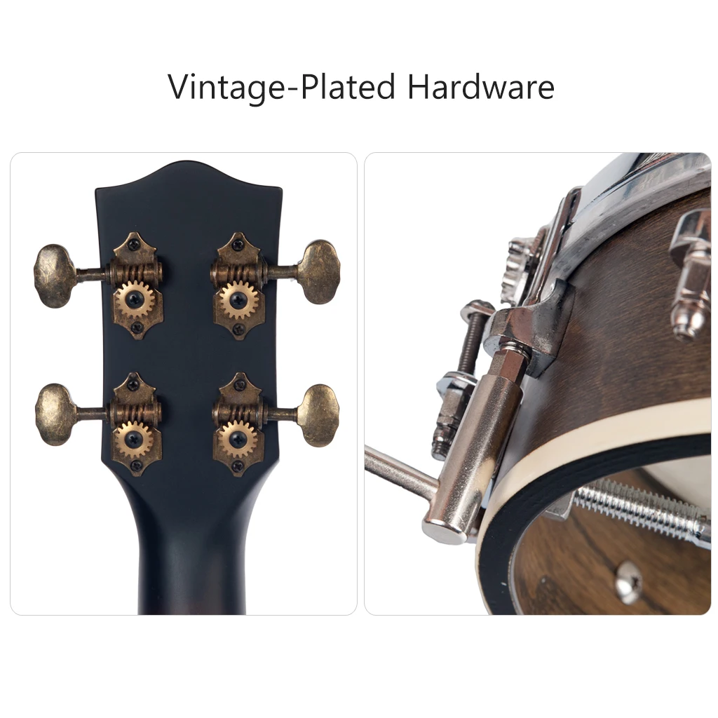 24 дюйма концерт банджо Banjolele миниатюрная гитара укулеле-4-String Винтаж-покрытием с сумкой ключ, дюймовый стандарт