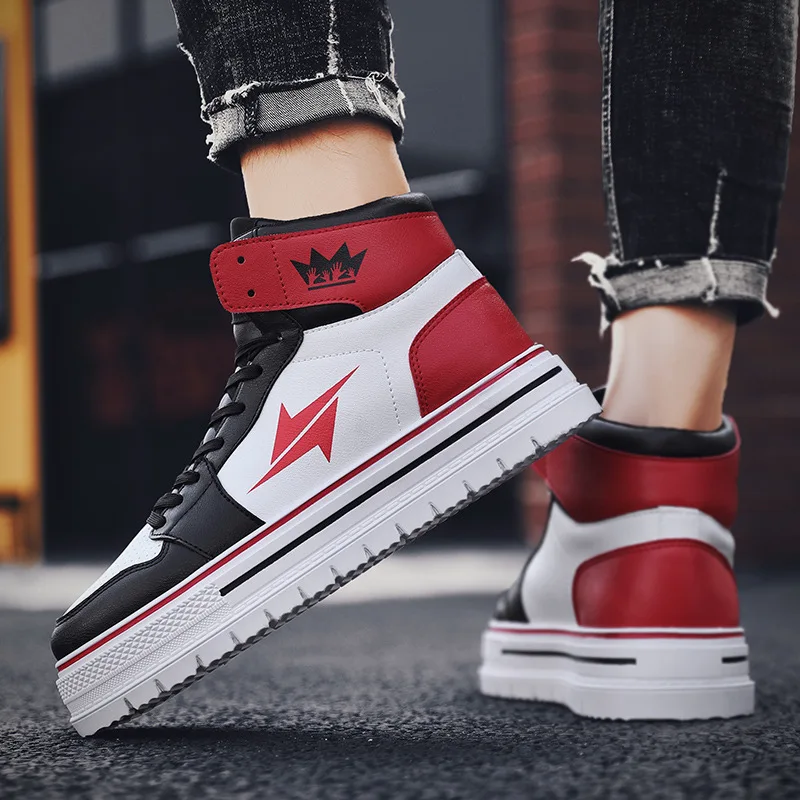 

Street Hip Hop Fashion Man Shoes 2019 Autumn Korean-style Versatile KOBRON Casual Shoes Sport Sneakers Hight-top Cool MEN'S SHOE