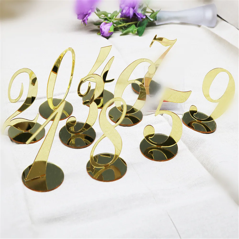 Акриловое зеркало золото серебро стол для чисел и символов номер свадебного стола стенд Свадебные празднования украшения стол центральный