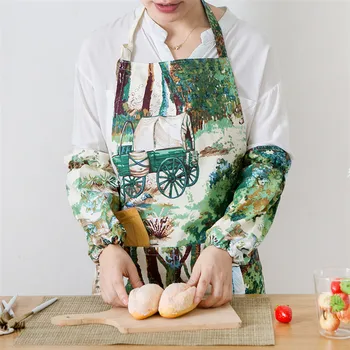 

Flower Geometric Cooking Apron Oversleeves Keep the Clothes Clean Sleeveless Convenient Male and Female Chef's Universal Apron