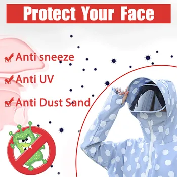 

50^Anti-saliva Face Cover Cap Multi-function Women Removable Sun Protecting Sneeze Dust Hat Sunscreen Suit