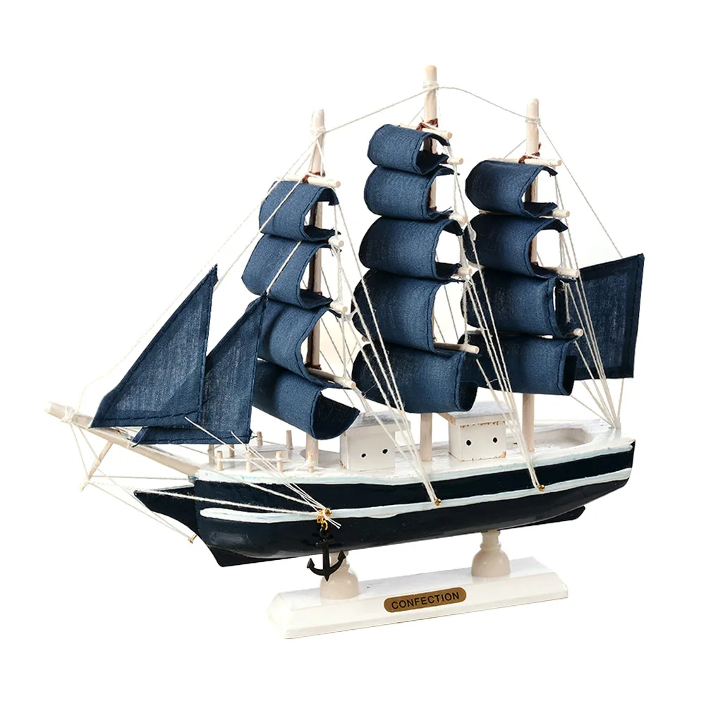 

Wooden Sailing Ship Mediterranean Style Home Bedroom Office Decoration Handmade Carved Nautical Boat Model Friend Kids Gift