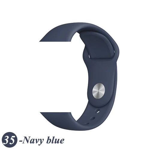 35-Navy blue Ремешок для Apple Watch 44 мм 40 мм iWatch 4 ремешок 38 мм 42 мм спортивный силиконовый ремень браслет correa Apple watch 5 4 3 2 аксессуары - Цвет ремешка: 35-Navy blue