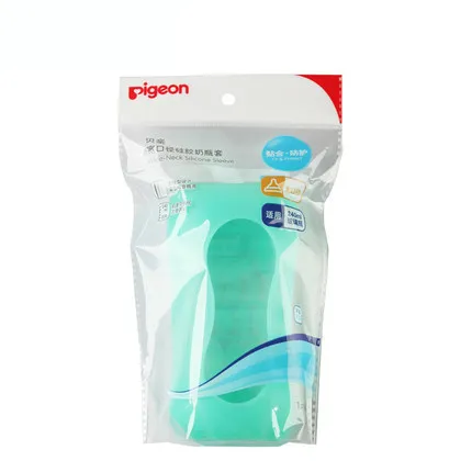 

Pigeon Wide Aperture Silicone Milk Bottle Cover 240ml with Glass Feeding Bottles Green Ba104
