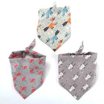 

Tie Pet Grooming Accessories New Cute Animal Printed Fox Rabbit Flamingo Pet's Saliva Towel Dog Triangular Binder Pet Supplies