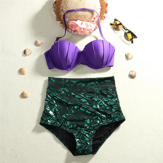 Hirigin Для женщин бандажный купальник бикини пуш-ап бюстгальтер Mermaid купальник в виде ракушки, одежда для плавания и купания, комплект из 2 пред... 17 Hirigin Для женщин бандажный купальник бикини пуш-ап бюстгальтер Mermaid купальник в виде ракушки, одежда для плавания и купания, комплект из 2 пред... 17