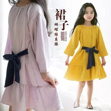 Платье для девочек-подростков; сезон осень; платье принцессы с длинными рукавами и бантом; костюм для детей 4, 5, От 6 до 16 лет