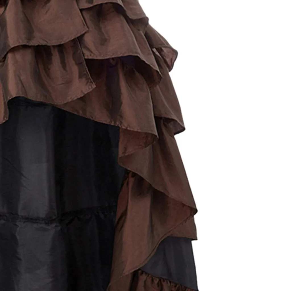 Винтажные женские асимметричные юбки дикие сексуальные Лоскутные оборки Очаровательная юбка женская зимняя Хэллоуин Косплей Повседневная Макси юбка Новинка