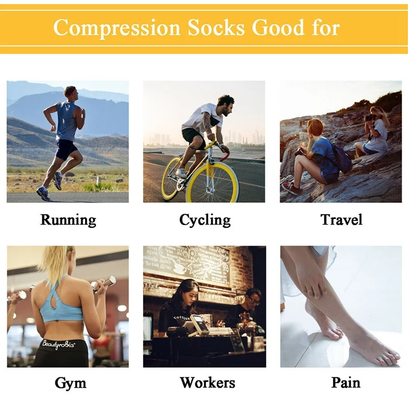 Compression Socks Knee High/Long Christmas Cap Tree Deer Striped Printed Polyester Nylon Hosiery Footwear Accessories