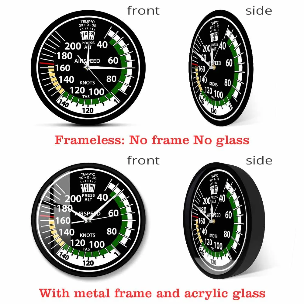 Airspeed Indicator Wall Clock For Pilot Home Décor Airplane Instrument Silent Swept Clock Aviator Mancave Artwork Timepieces 4
