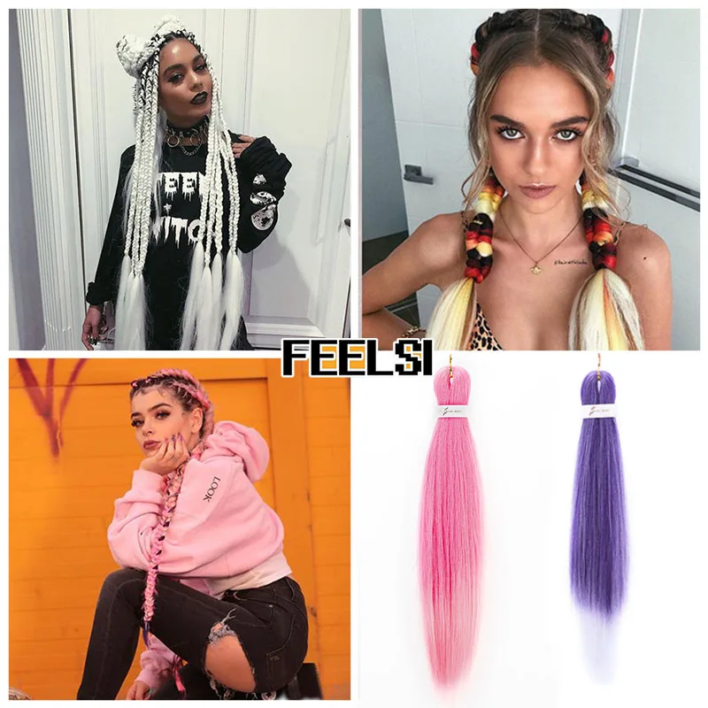 Синтетические волосы косички Омбре плетение наращивание волос коробка розовый