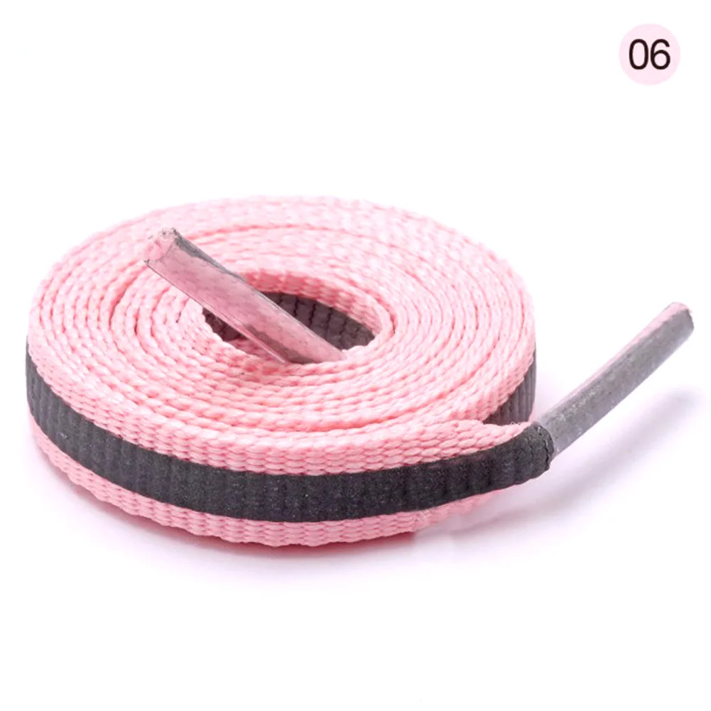 1 Pair Reflective Shoelace Unisex 8 mm Wide Sport Shoe Lace Colored Polyester Filament Flat Casual Shoelaces Elastic Flat Laces