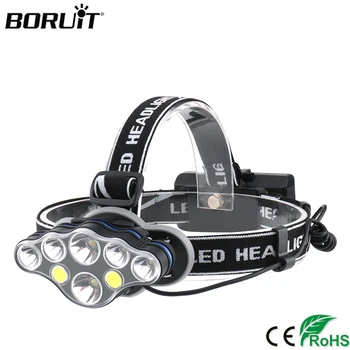 

BORUiT KC08 T6 XPE COB LED Headlamp 3000LM 8-Mode Headlight Rechargeable 18650 Waterproof Head Torch for Hunting Camping