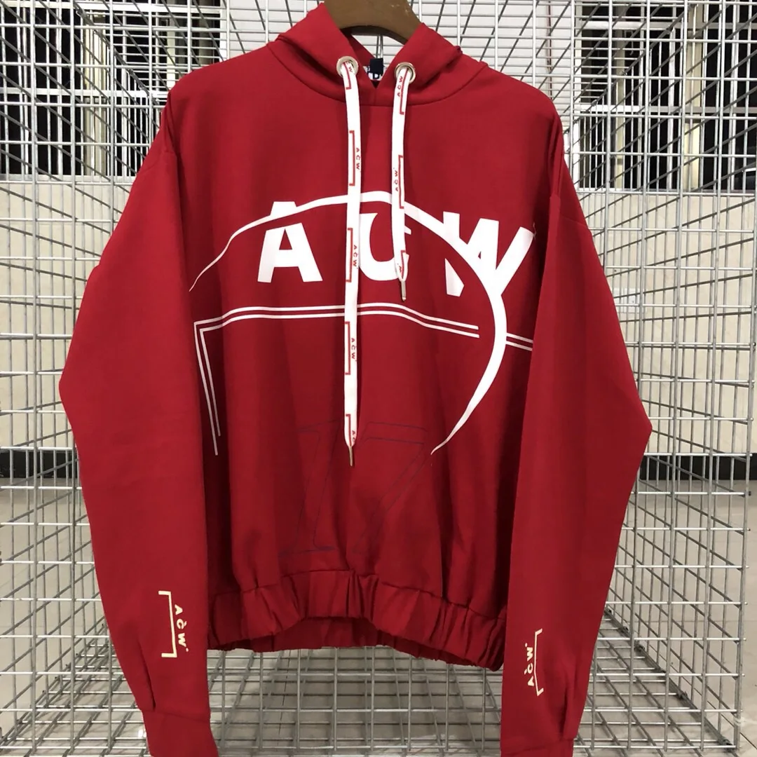 Лучшая версия A-COLD-WALL ACW с логотипом для женщин и мужчин красные толстовки в стиле хип-хоп Уличная негабаритная мужская Толстовка пуловер - Цвет: RED HOODIE