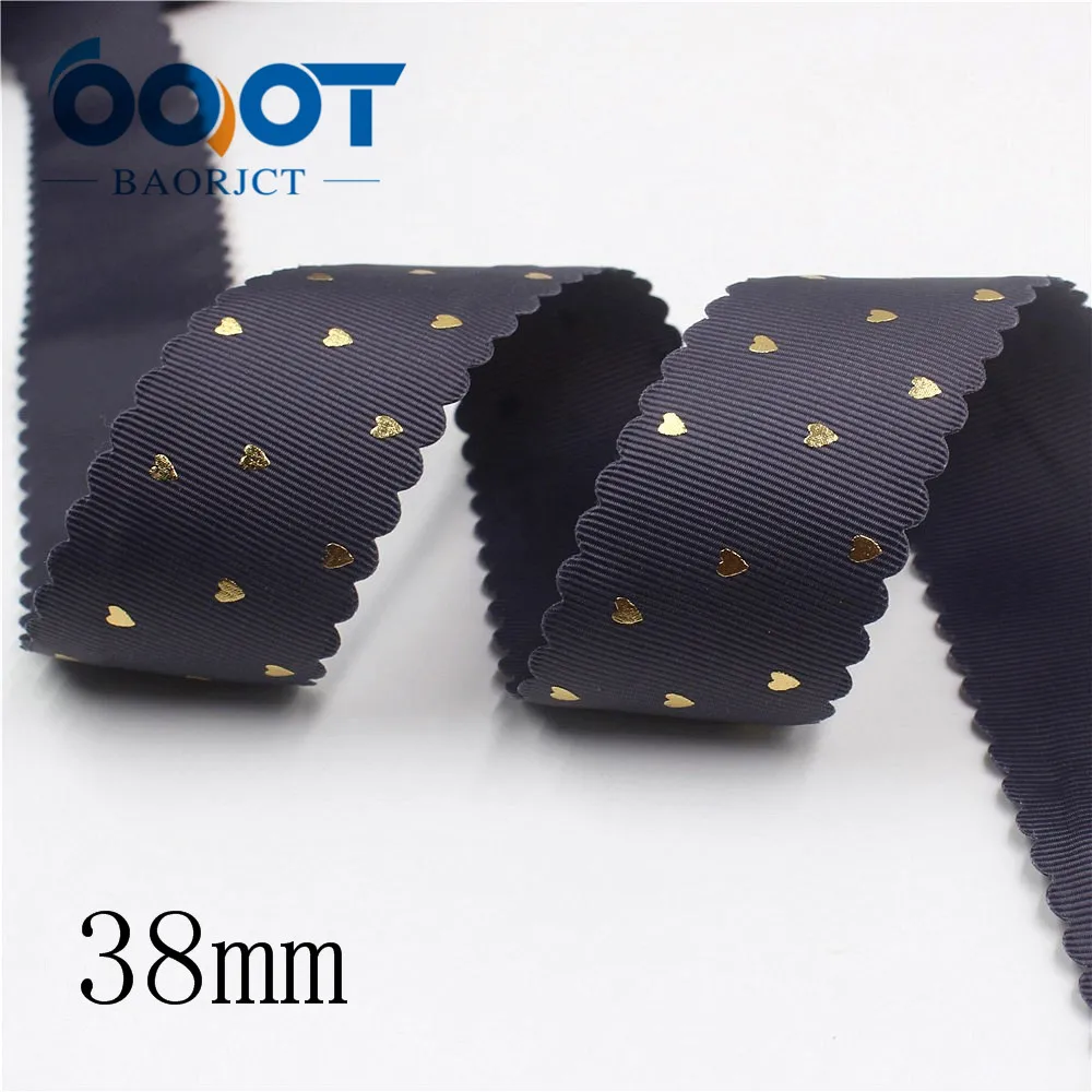 I-19906-2114 I-19729-1759, 1-1/2 ''38 мм горячее золото любовь кружево grosgrain лента, 10yrds DIY головной убор ручной работы аксессуары подарочная упаковка - Цвет: I-19906-2114