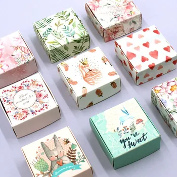 

Paper wedding candy box 65x65x30mm 20pcs packing new style for flamingos /flower /heart/rabbit beautiful shape print plane box