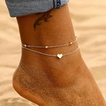 Простое сердце лодыжки слоистый Кулон ножной браслет из бисера ноги ювелирные изделия летние пляжные браслеты на ногу на лодыжке браслеты для женщин ноги цепи