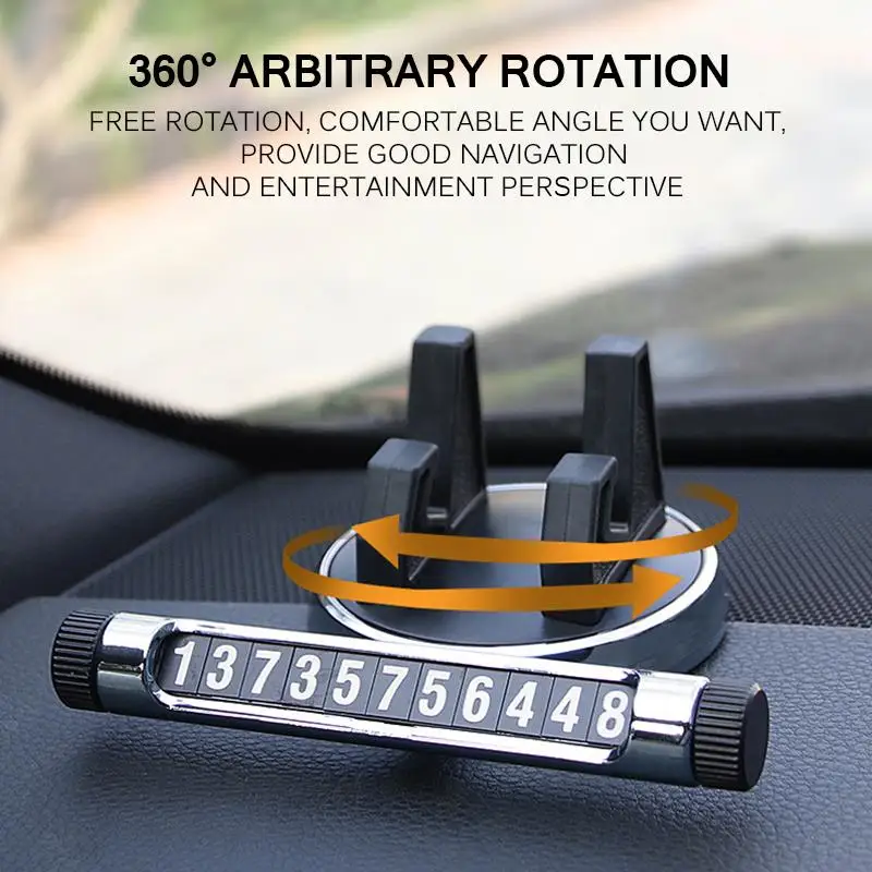 Multifunctional 2 in 1 Design Phone Holder Temporary Parking Number Plate Car Mobile Phone Stand Universal Navigator Bracket