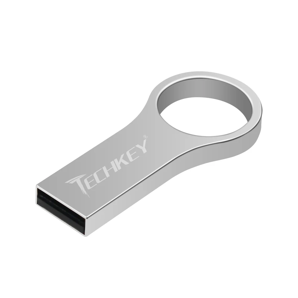silver TECHKEY Usb флеш-накопитель 32 Гб 64 Гб ручки флеш-накопитель memoria Cel stick логотип на заказ 8 Гб 16 Гб u диск ручка-накопитель Висячие уплотнительное кольцо - Цвет: silver