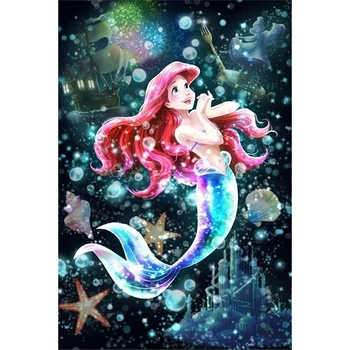 

5D DIY Cartoon Little Mermaid Ariel Square/Round Diamond Painting Diamond Painting, Diamond Painting Kit, Mosaic Diamonds Kit