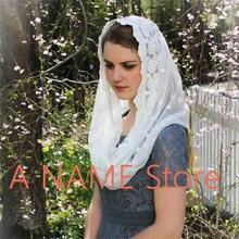 Круглая хлопковая черная белая кружевная Мантилья, вуали для церковно-католической бесконечности, головной платок, цветочные винтажные женские вуали