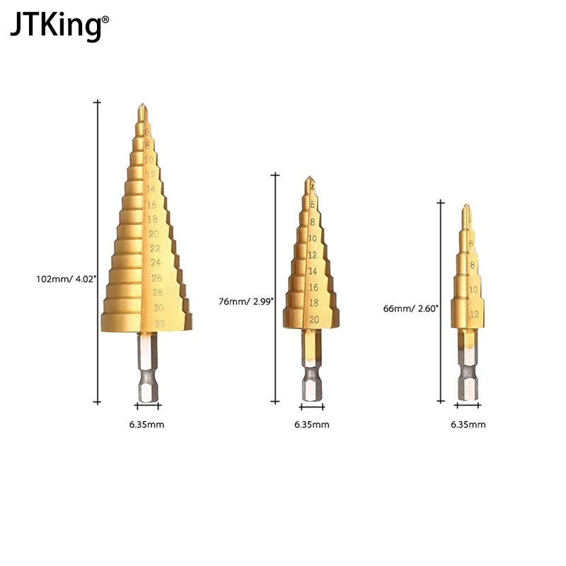 1pc HSS high speed steel step drill step taper titanium plated metal drill 4-12/4-20/4-32mm power tool accessories drill bit