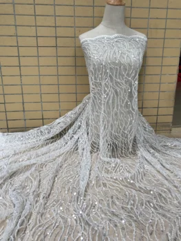 

French Nigerian L-18985 net lace African tulle mesh lace fabric high quality for party wedding dress