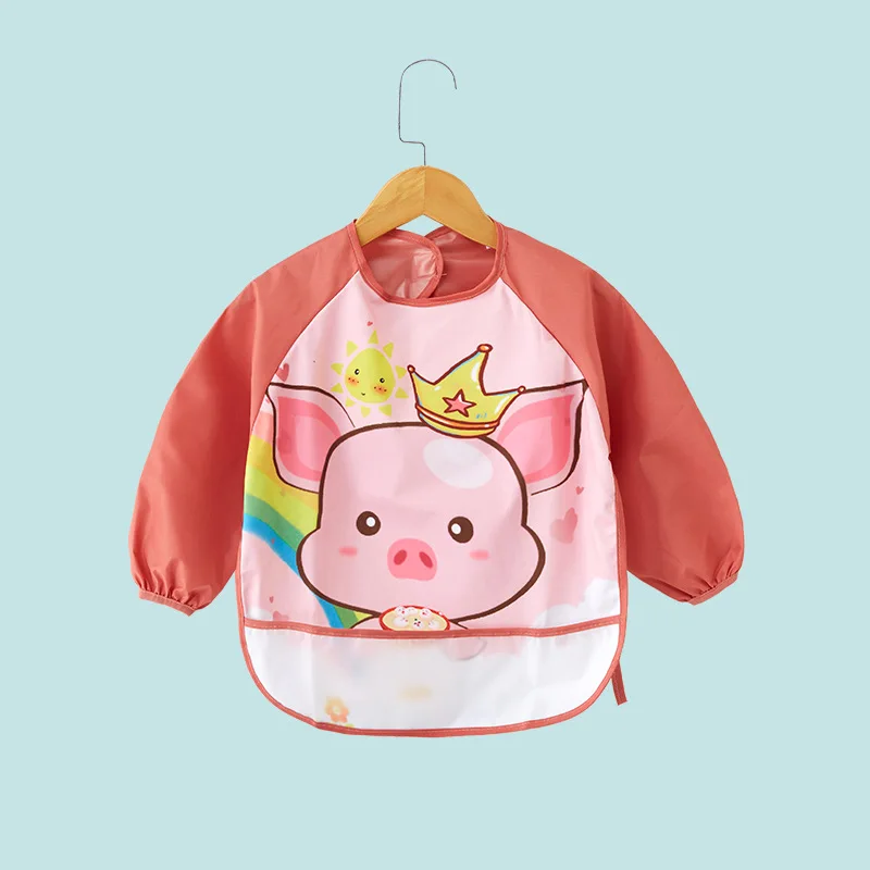 pig 2 Мультяшные детские нагрудники, фартук, регулируемая одежда для кормления с длинными рукавами, Детские аксессуары, милый нагрудник с животными для малышей - Цвет: pig 2