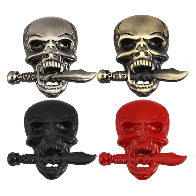 3d Metal Skull Head Car Stickers Emblem Badge Decals For Bmw Audi