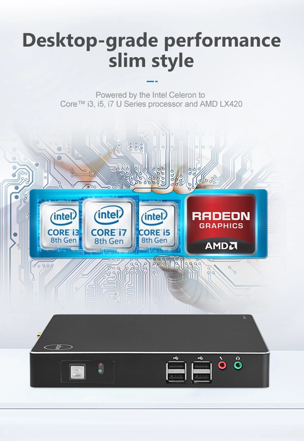 AMD LX-420 Quad-core 2,0 GHz мини ПК с вентилятором ОС Windows DDR3L 8G SSD 256G настольных 1000 Мбит/с LAN 6 * USB2.0 2 * USB3.0 HD-MI компьютер