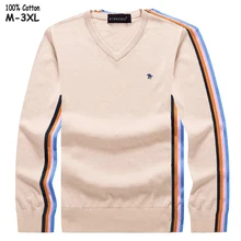 Высокое качество осень мужской длинный рукав v-образный вырез трикотажный свитер повседневный хлопок маленькая лошадь мужские свитера модные тонкие мужские топы