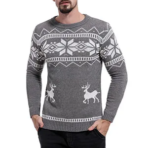 Рождественский Мужской пуловер с круглым вырезом, мужские топы, черно-белый Рождественский свитер, мужской Рождественский свитер с длинным рукавом и принтом рождественского оленя - Цвет: B