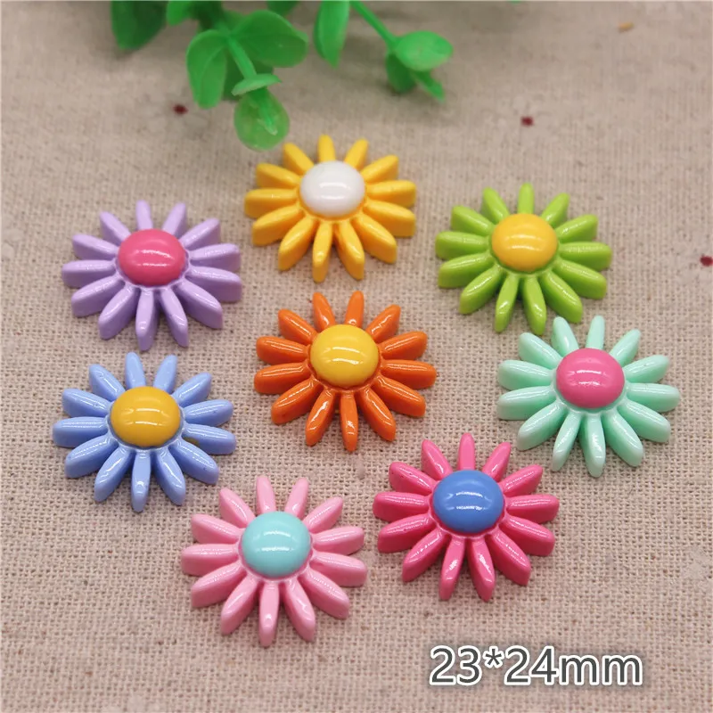 

20 шт 23*24 мм смесь цветов смолы Подсолнух FlatBack Кабошон DIY украшения для волос