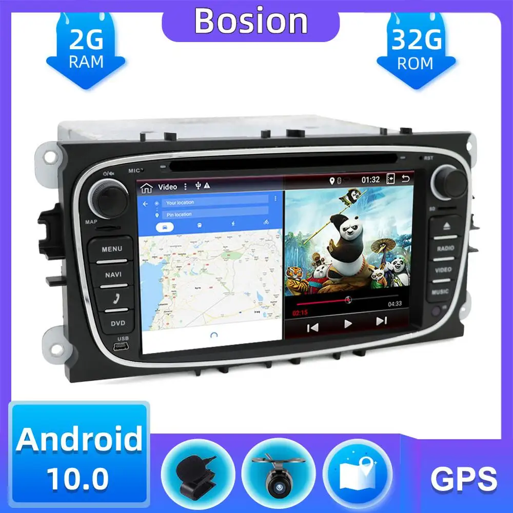 Автомобильный DVD-навигатор 2 Din с емкостным экраном Android 10 0 для Ford Mondeo S-Max Focus II GPS