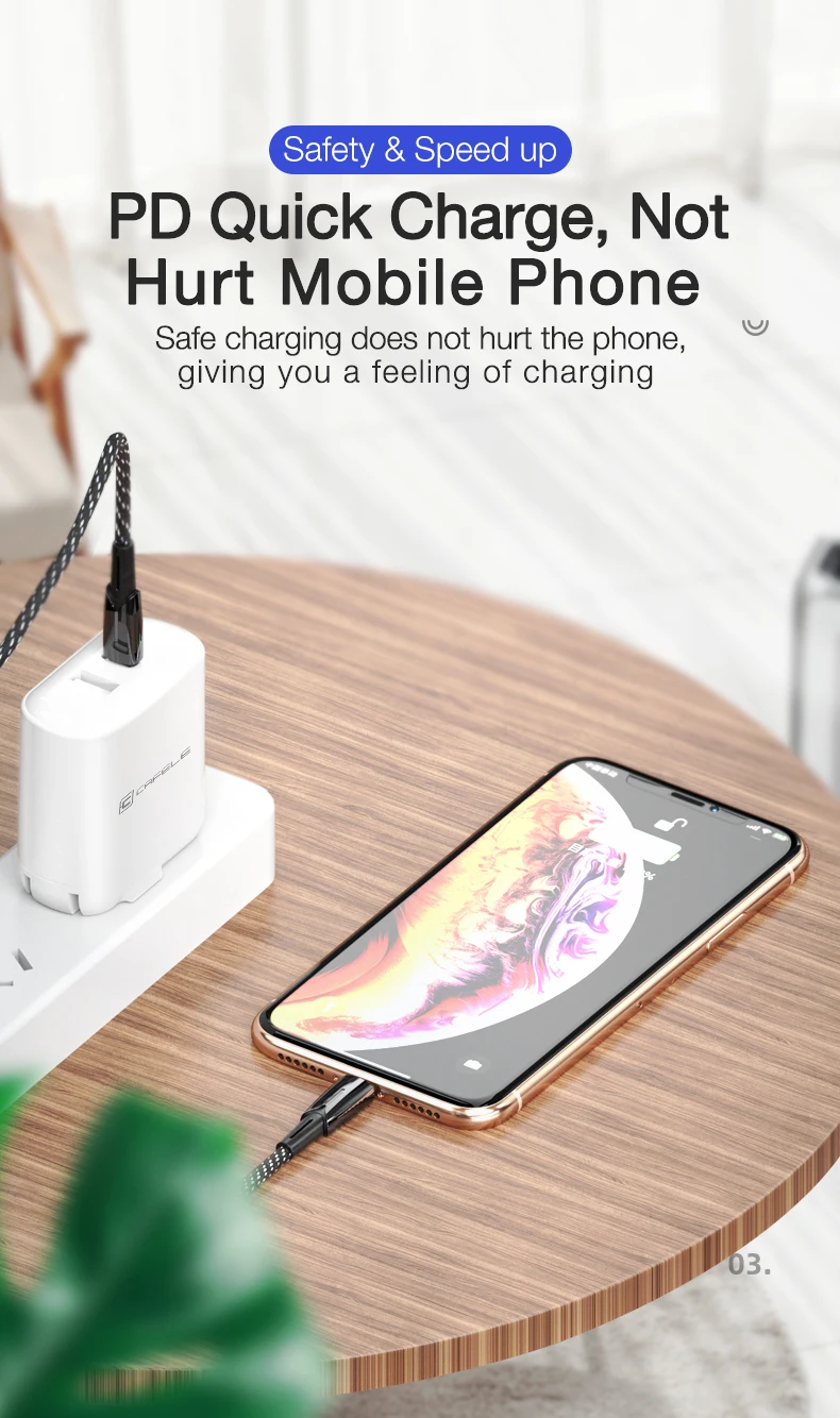 CAFELE USB кабель для Iphone 11 Pro X 18 Вт Быстрая зарядка и синхронизация кабель для iPhone 11 pro xs max xr 7 8 Plus
