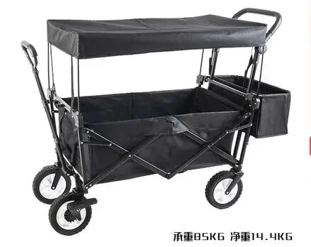 Складная детская коляска со съемным навесом, уличная тележка с резиновыми колесами, коляска-двойняшка с регулируемой ручкой для кемпинга и пляжа - Цвет: 10