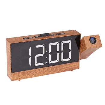 

Projection Radio Alarm Clock LED Digital Desk Table Watch Snooze Function 180 degree Adjustable with Sleep Timer-EU Plug