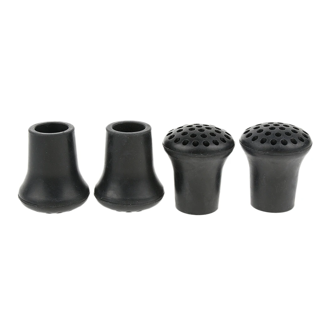 4Pcs Anti-skid Rubber Tip End Caps Ferrules Trekking Pole Cover Hiking Walking Stick Can Pad - 4 x 4.5 cm