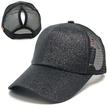 Бейсбольная кепка "конский хвост" для женщин, летняя сетчатая Кепка, Повседневная Спортивная Кепка с блестками, s Регулируемая Кепка в стиле хип-хоп, Rk